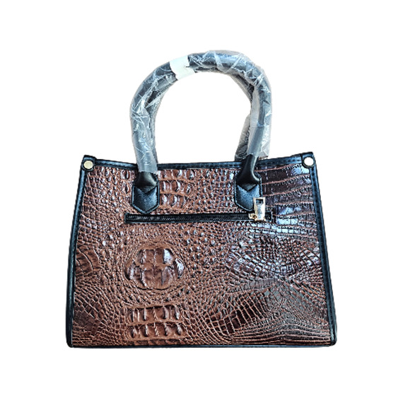 Brand New Faux Alligator Embossed Structured Top Handle Satchel Bag - Picture 3 of 8